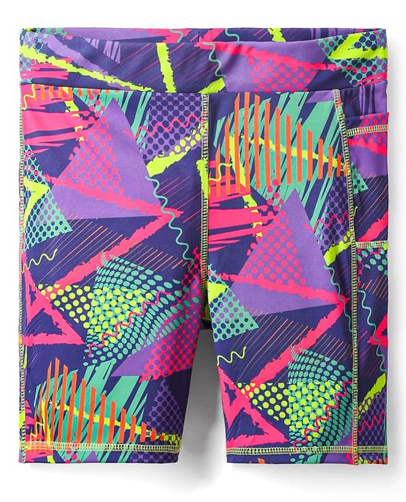 Pine Active Cycling Shorts With Abstract Print - Purple