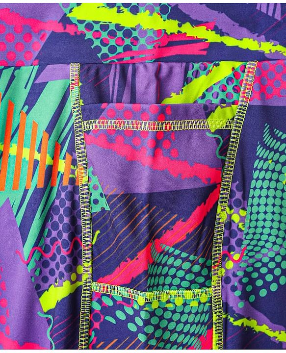 Pine Active Cycling Shorts With Abstract Print - Purple