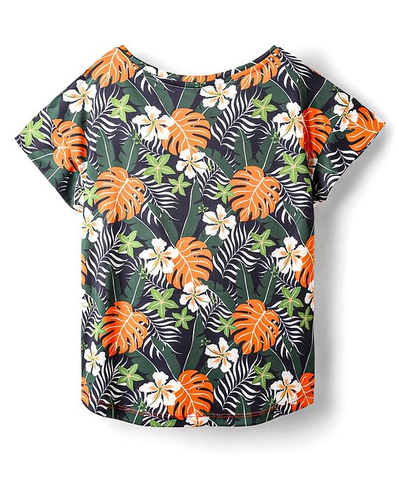 Pine Active Half Sleeves T-Shirt With Floral Print - Multicolour