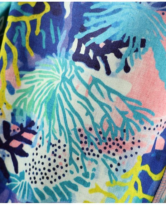 Pine Active Full Length Super Stretch Leggings with Sea Flora Print - Navy Blue