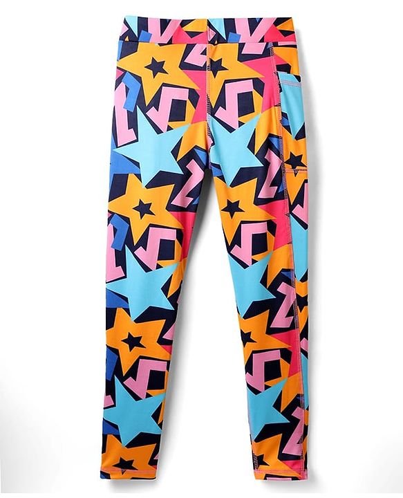 Pine Active Knit Super Stretch Leggings With Star Print - Multicolor