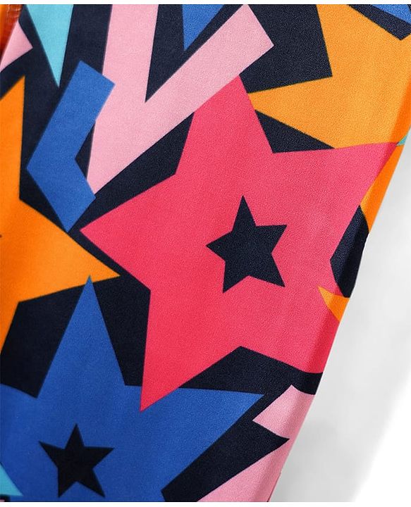 Pine Active Knit Super Stretch Leggings With Star Print - Multicolor