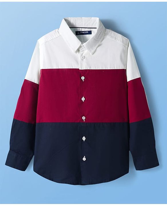 Pine Kids Cotton Woven Full Sleeves Solid Block Shirt - Multicolour