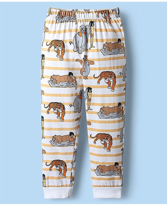 Babyhug Disney Single Jersey Knit Full Sleeves Night Suit with Jungle Book Graphics - Multicolour