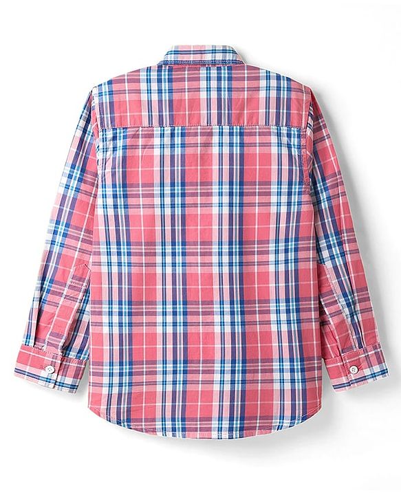 Pine Kids Cotton Woven Full Sleeves Checkered Shirt With T-Shirt - Multicolour