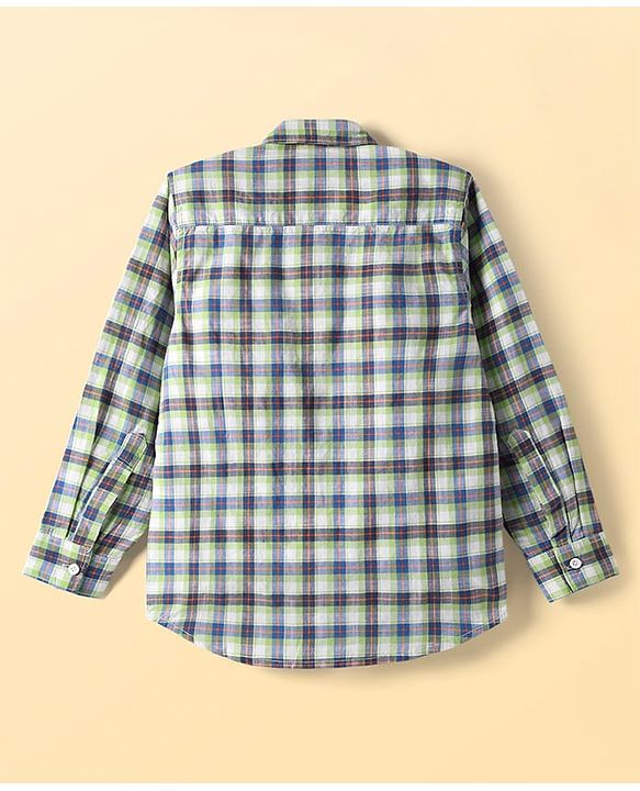 Pine Kids Cotton Woven Full Sleeves Checks Shirt With T-Shirt - Multicolour