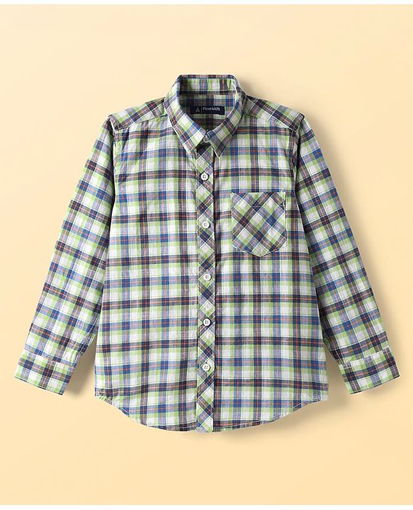 Pine Kids Cotton Woven Full Sleeves Checks Shirt With T-Shirt - Multicolour