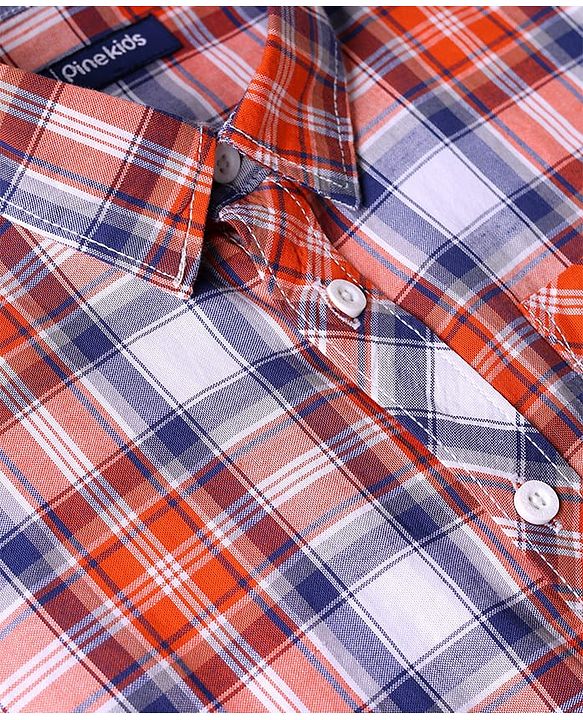 Pine Kids Cotton Woven Full Sleeves Checkered Shirt With T-Shirt - Multicolour
