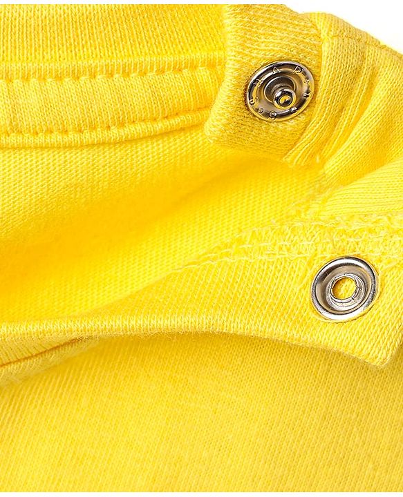 Babyhug Cotton Knit Half Sleeves Capri Night Suit With Floral Print - Yellow & Blue