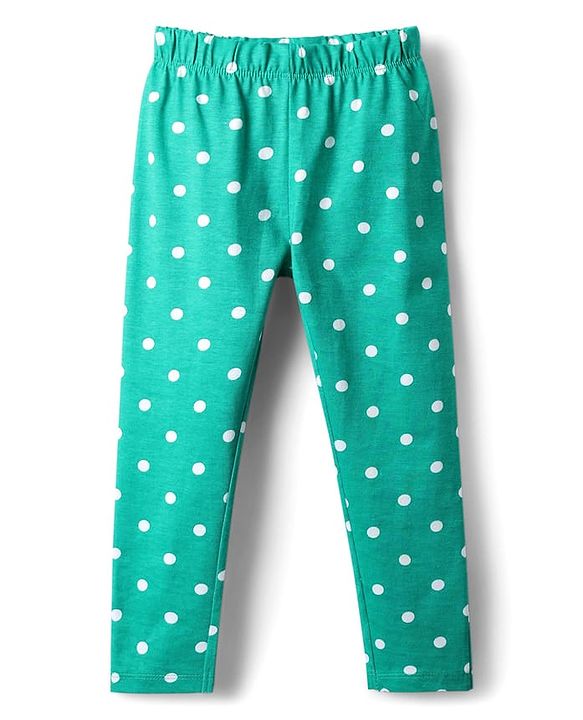 Babyhug Cotton Knit Half Sleeves Night Suit With Sun & Polka Dot Print - Green