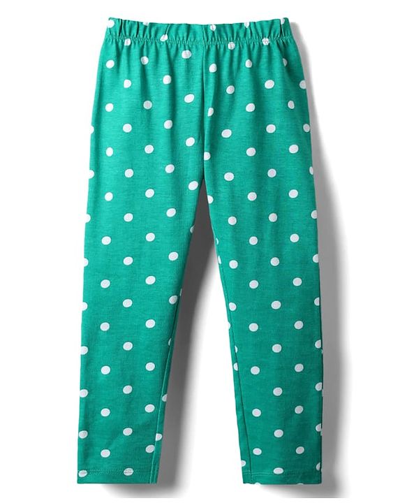 Babyhug Cotton Knit Half Sleeves Night Suit With Sun & Polka Dot Print - Green