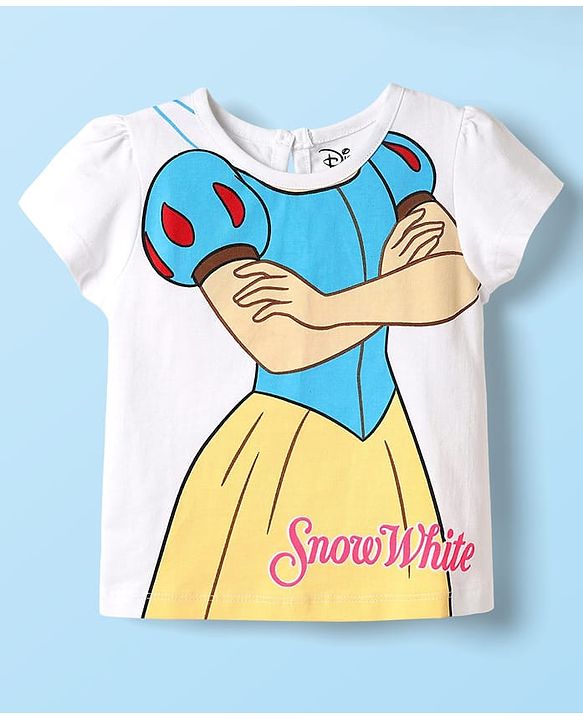 Babyhug Disney Single Jersey Knit Half Sleeves Short Set With Snow White Graphics - Multicolor