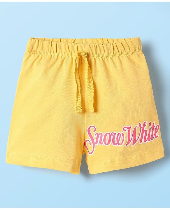 Babyhug Disney Single Jersey Knit Half Sleeves Short Set With Snow White Graphics - Multicolor