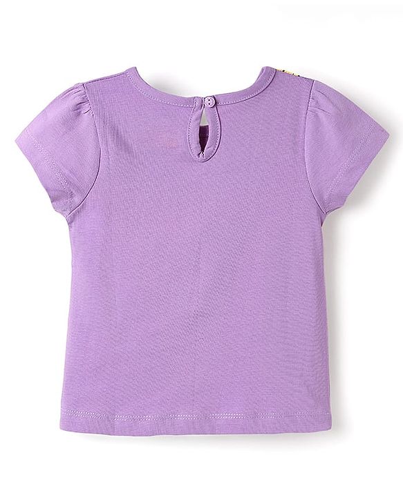 Babyhug Disney Single Jersey Knit Half Sleeves Shorts Night Suit With Rapunzel Graphics - Lavender