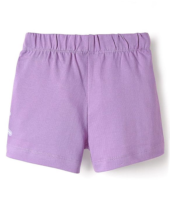 Babyhug Disney Single Jersey Knit Half Sleeves Shorts Night Suit With Rapunzel Graphics - Lavender