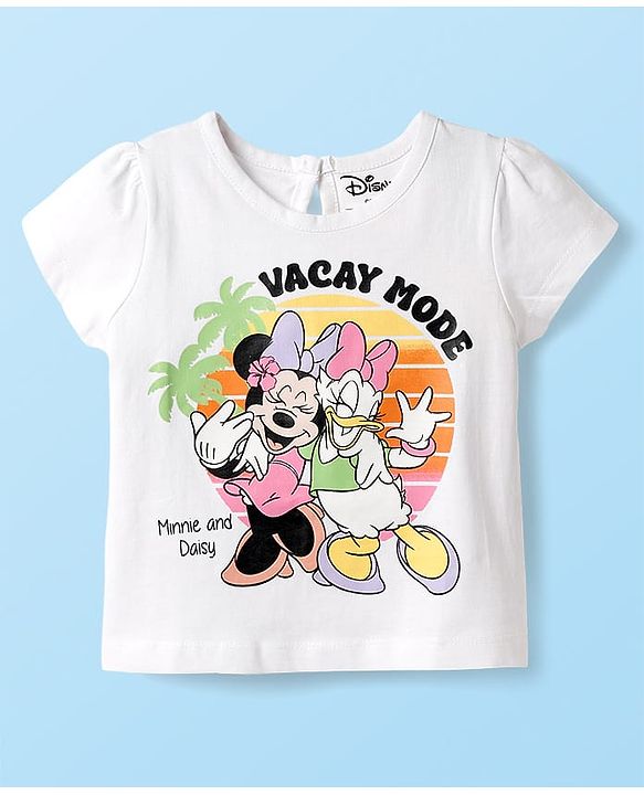 Babyhug Disney Single Jersey Knit Half Sleeves Shorts Night Suit With Minnie and Friends Graphics - Multicolor