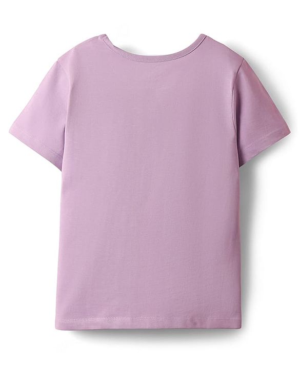 Pine Kids Disney Single Jersey Knit Oversized Half Sleeves Shorts Night Suit with Minnie & Friends Graphics - Lilac