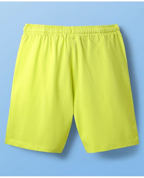 Pine Kids Marvel Single Jersey Knit Half Sleeves Shorts Night Suit with Spider-Man Graphics - Neon Green