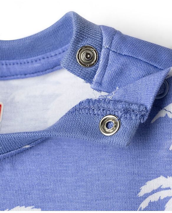 Babyhug Cotton Knit Half Sleeves Co-ords Night Suit With Tropical Theme Print - Lavender
