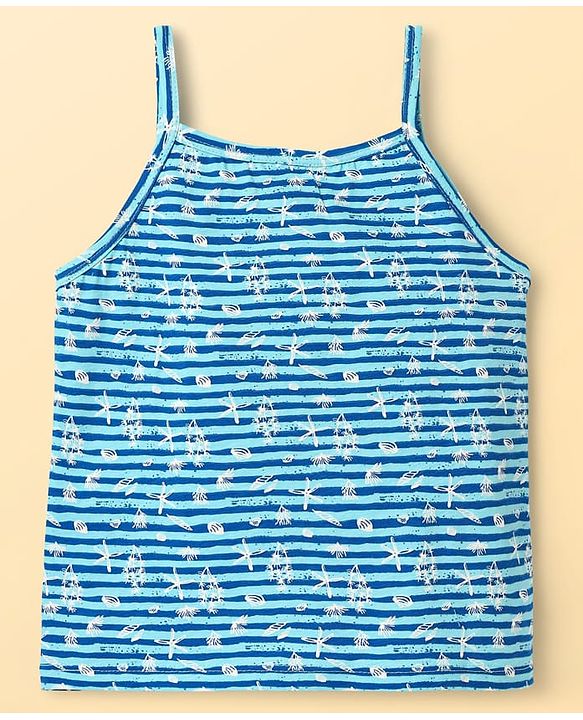 Pine Kids Cotton Elastane Knit Singlet Sleeves Printed Slips Pack of 3 (Color May Vary)