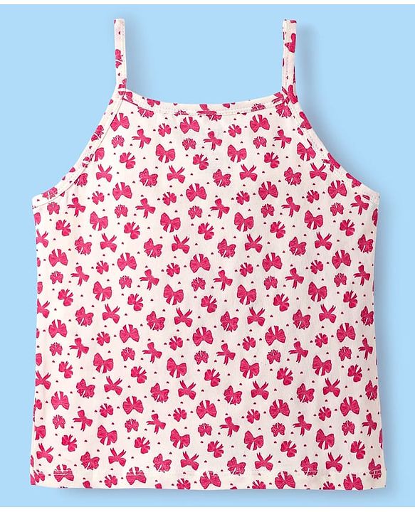 Pine Kids Cotton Elastane Knit Singlet Sleeves Bow & Polka Dot Printed Slips Pack of 3 (Color May Vary)