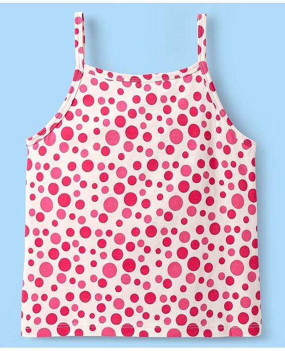 Pine Kids Cotton Elastane Knit Singlet Sleeves Bow & Polka Dot Printed Slips Pack of 3 (Color May Vary)
