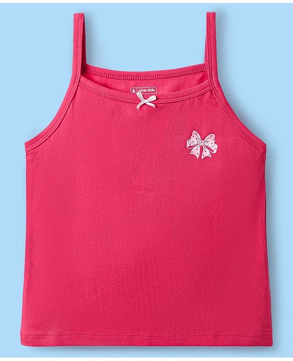 Pine Kids Cotton Elastane Knit Singlet Sleeves Bow & Polka Dot Printed Slips Pack of 3 (Color May Vary)