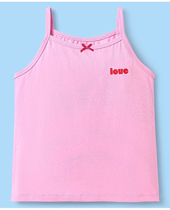 Pine Kids Cotton Elastane Knit Singlet Sleeves Love & Heart Printed Slips Pack of 3 (Color May Vary)