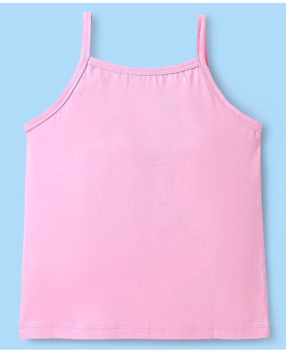 Pine Kids Cotton Elastane Knit Singlet Sleeves Love & Heart Printed Slips Pack of 3 (Color May Vary)