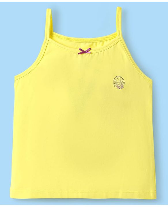 Pine Kids Cotton Elastane Knit Singlet Sleeves Sea Shells Printed Slips Pack of 3 (Color May Vary)