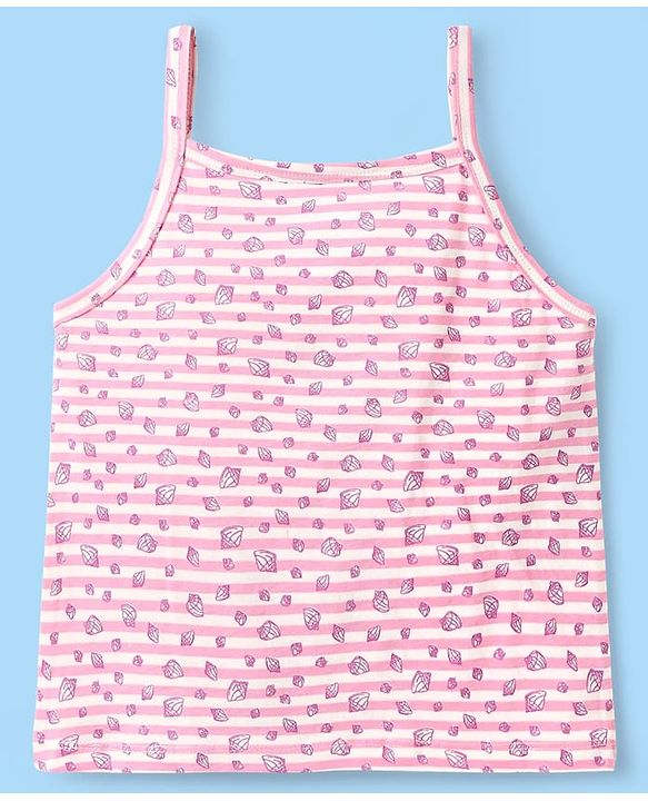 Pine Kids Cotton Elastane Knit Singlet Sleeves Sea Shells Printed Slips Pack of 3 (Color May Vary)