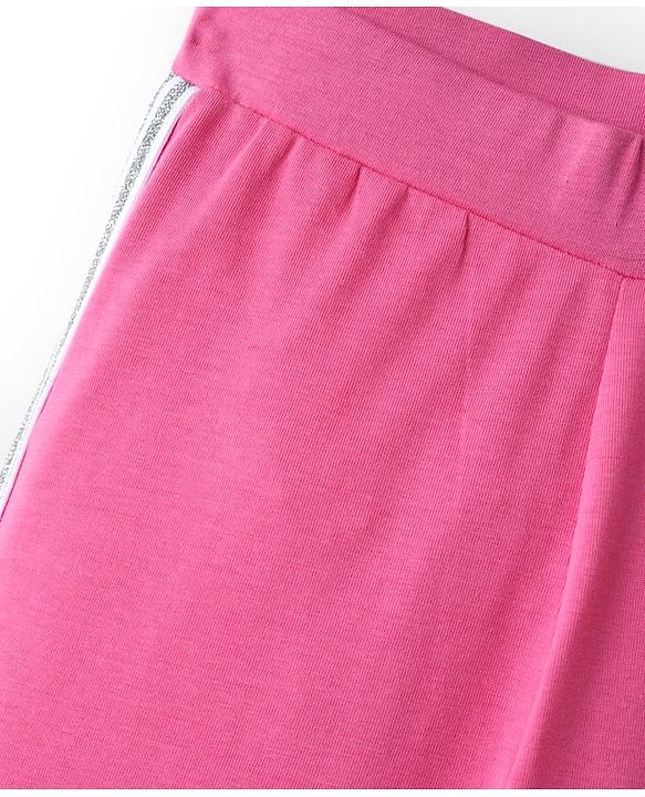 Pine Kids Cotton Knit Full Length Solid Colour Leggings - Pink