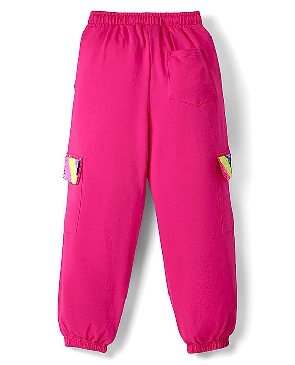 Pine Kids Cotton Knit Full Length Lounge Pant with Sequin Detailing - Dark Pink