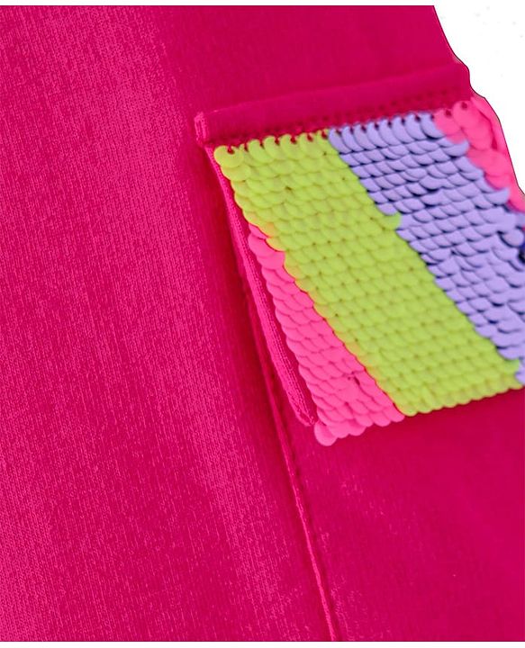 Pine Kids Cotton Knit Full Length Lounge Pant with Sequin Detailing - Dark Pink