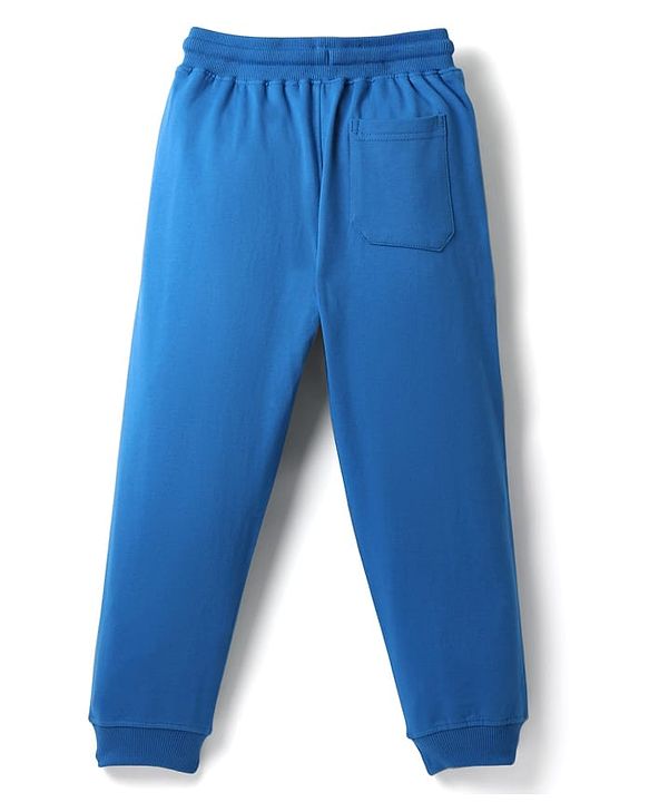 Pine Kids Cotton Knit Full Length Colourblock Lounge Pants - Emerald Green & Blue