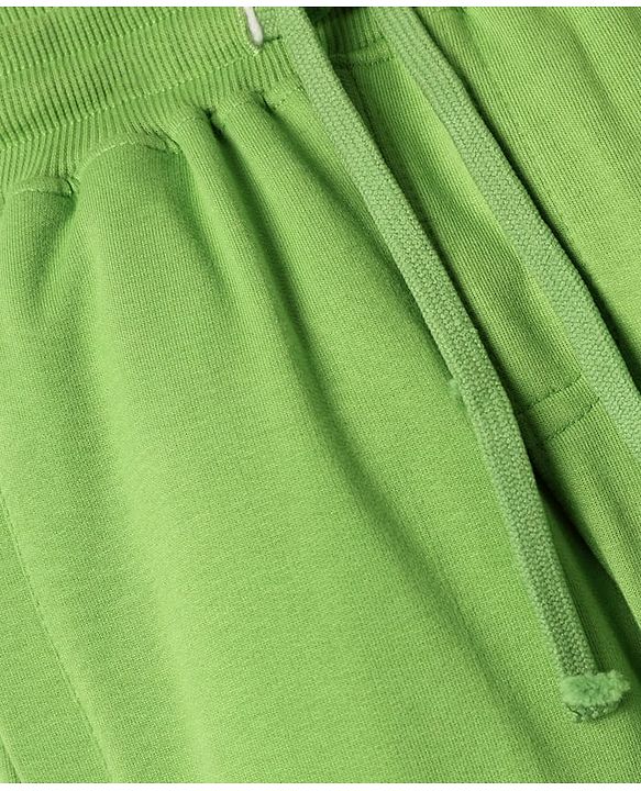 Pine Kids Cotton Knit Full Length Lounge Pants With Brooklyn Text Print - Green