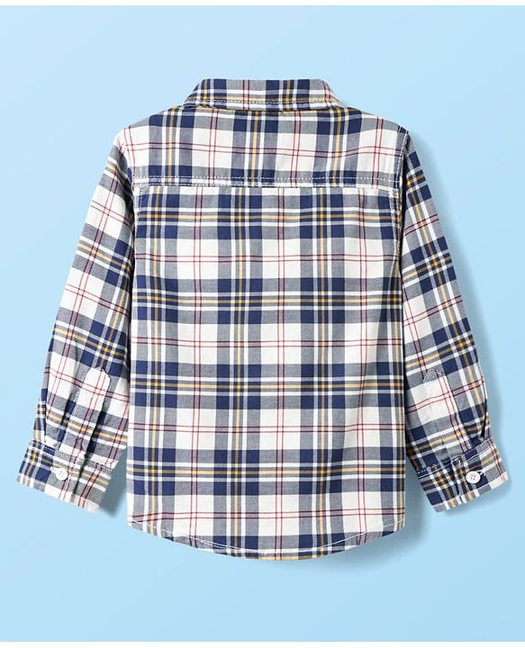 Babyhug Cotton Woven Full Sleeves Shirt & Jeans Set with Checks - Blue
