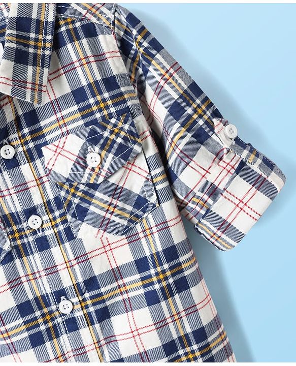Babyhug Cotton Woven Full Sleeves Shirt & Jeans Set with Checks - Blue