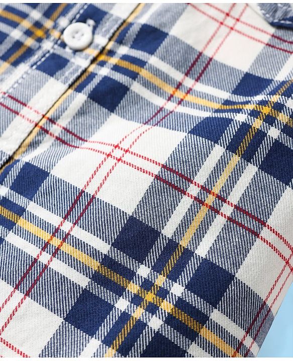 Babyhug Cotton Woven Full Sleeves Shirt & Jeans Set with Checks - Blue
