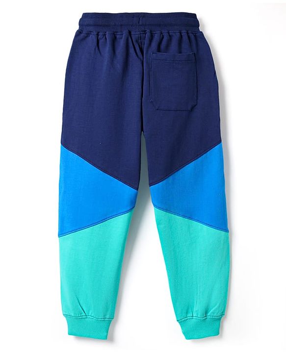 Pine Kids Cotton Knit Full Length Lounge Pants with Cut & Sew Design - Blue