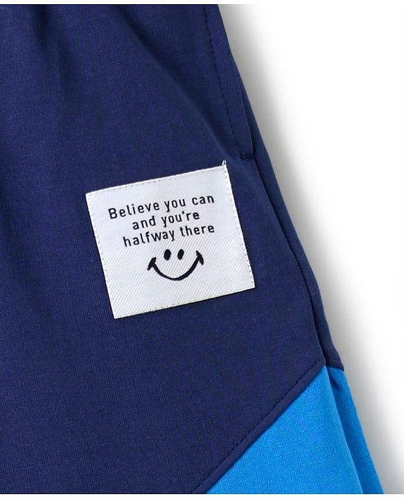 Pine Kids Cotton Knit Full Length Lounge Pants with Cut & Sew Design - Blue