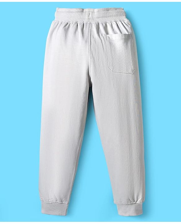 Pine Kids Cotton Knit Full Length Lounge Pant with Text Print - Grey