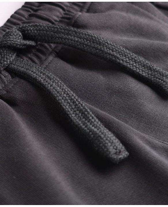 Pine Kids Cotton Knit Full Length Track Pant With New Goals Text Print - Black