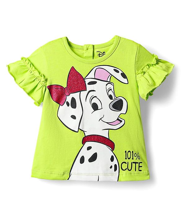 Babyhug Disney Single Jersey Knit Half Sleeves T-shirt & Short Set With 101 Dalmatians Graphics - Light Green