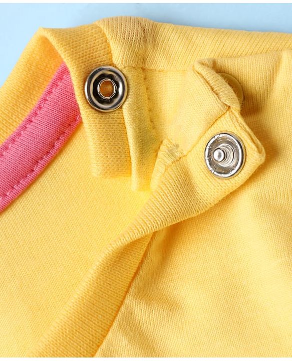 Babyhug Cotton Knit Half Sleeves Capri Night Suit With Bunny & Floral Print - Yellow