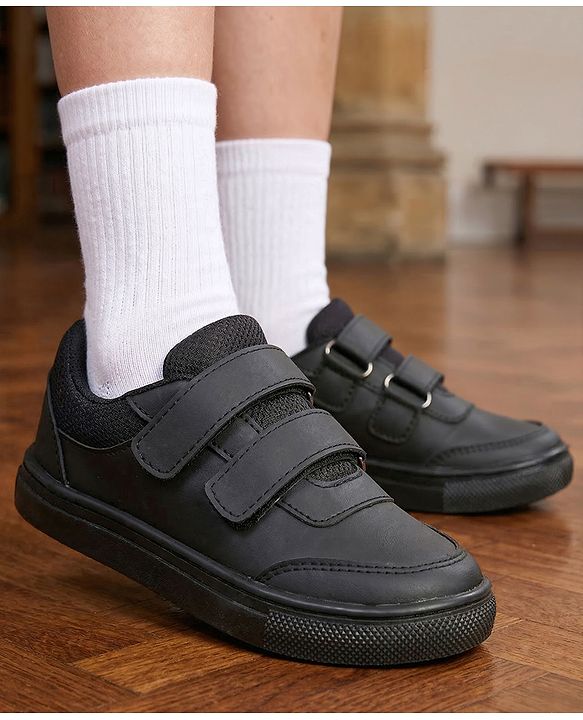 Pine Kids Velcro Closure School Shoes - Black