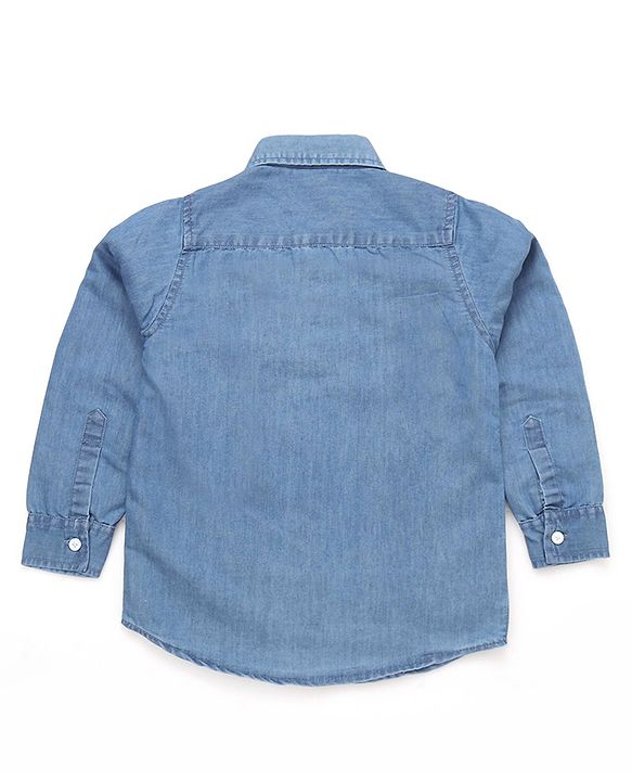 Babyhug Disney Denim Woven Full Sleeves Shirt with Lion King Graphics - Light Blue