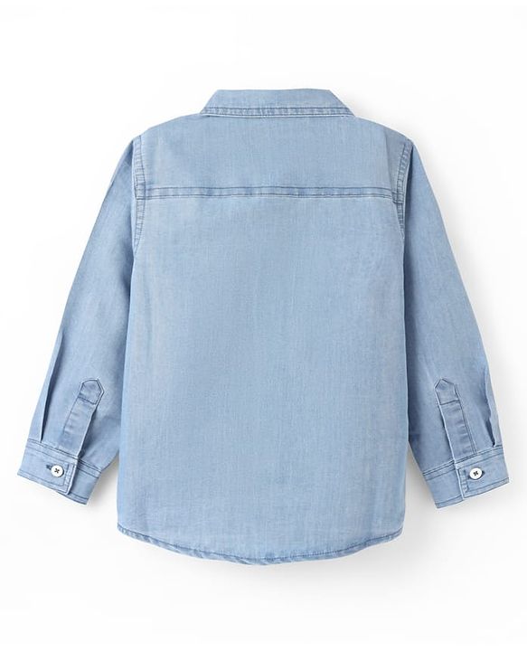 Babyhug Disney Denim Woven Full Sleeves Shirt with Lion King Graphics - Light Blue