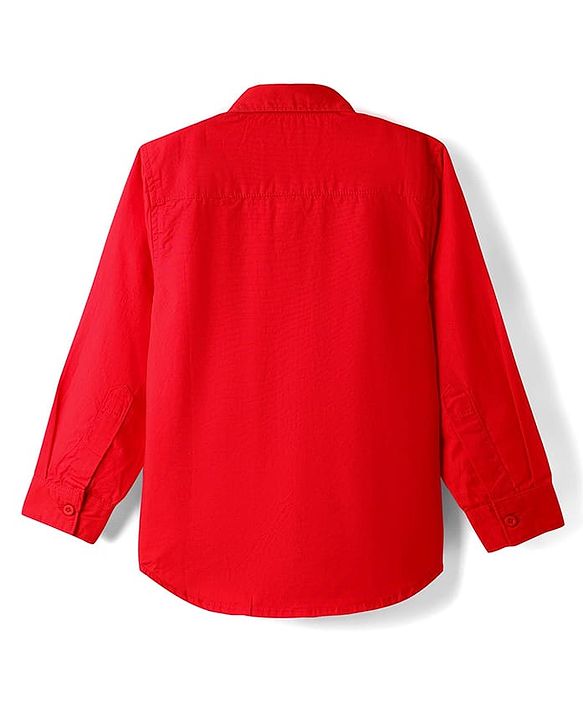 Pine Kids 100% Cotton Full Sleeves Shirt With Text Print - Red