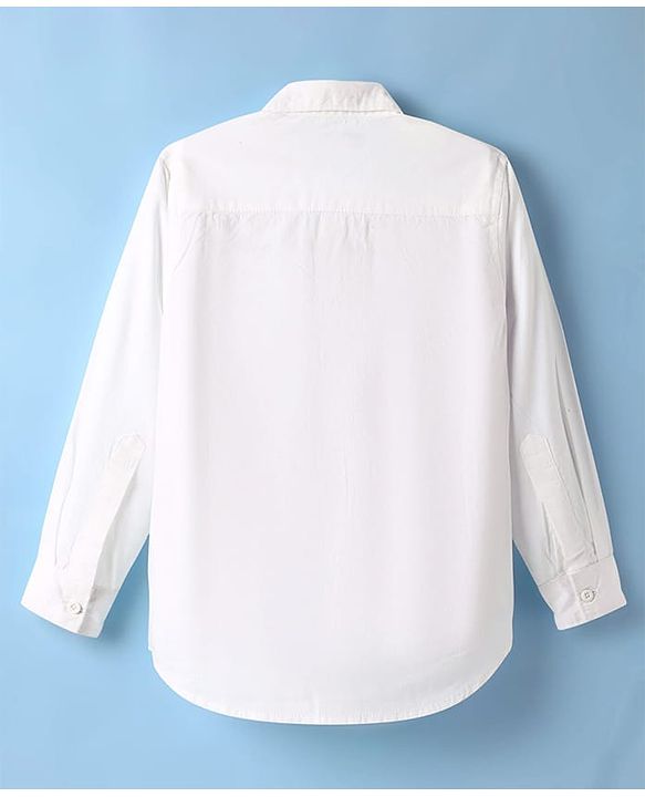 Pine Kids Cotton Woven Full Sleeves Shirt with Los Angeles Text Print - White